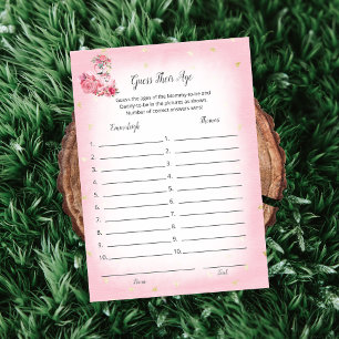 Pink Flamingo Ballerina Guess The Age Shower Game Invitation