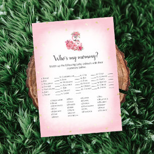Pink Flamingo Ballerina Who's My Mummy Shower Game Invitation
