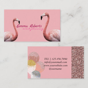 Pink Flamingo Balloons Modern Event Planning Business Card