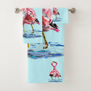Pink Flamingo Bath Towels