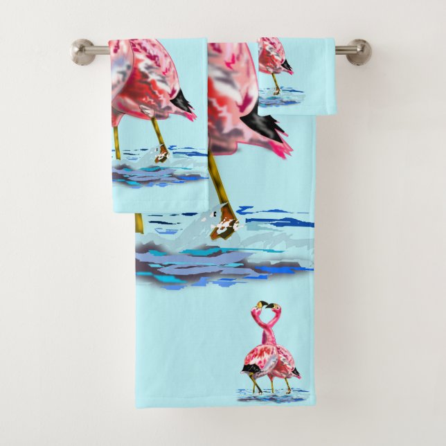 Pink Flamingo Bath Towels (Insitu)
