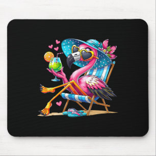 Pink Flamingo Beach Summer Vibes Palm Tree Tropica Mouse Pad