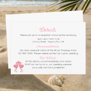 Pink Flamingo Beach Tropical Wedding Details  Enclosure Card