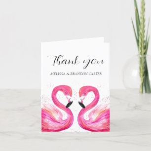 Pink Flamingo Beach Tropical Wedding Thank you  Card