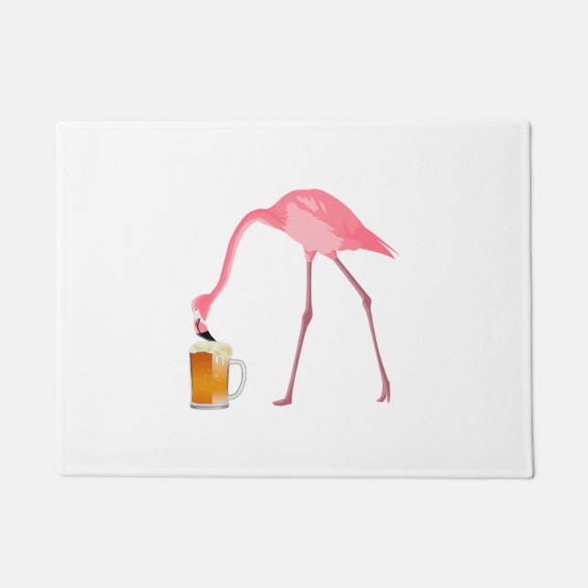 Pink Flamingo Beer Lover Doormat (Front)