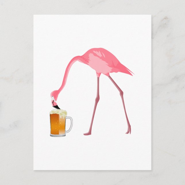Pink Flamingo Beer Lover Postcard (Front)