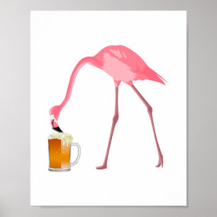 Pink Flamingo Beer Lover Poster