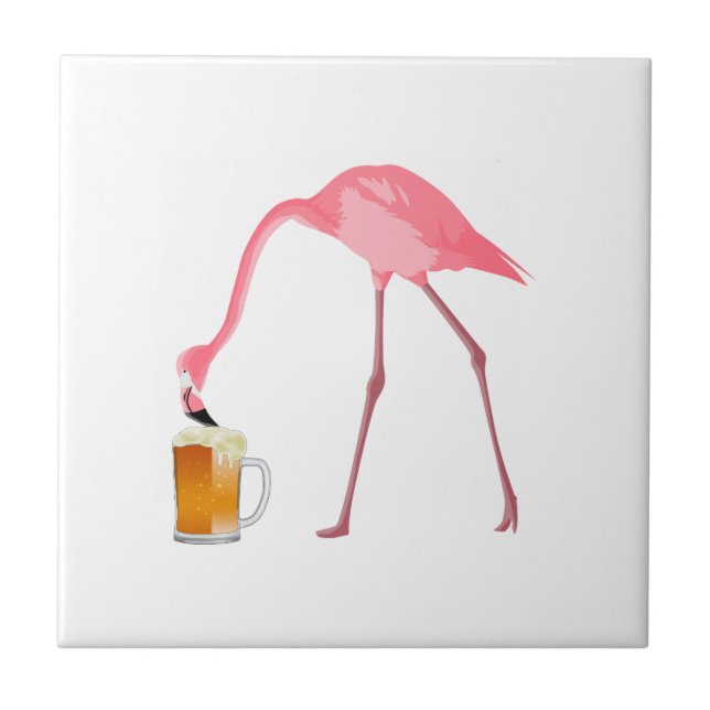 Pink Flamingo Beer Lover Tile (Front)