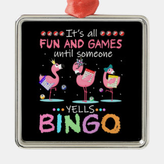 Pink Flamingo Bingo Funny Gift Art Metal Tree Decoration