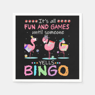 Pink Flamingo Bingo Funny Gift Art Napkin