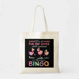 Pink Flamingo Bingo Funny Gift Art Tote Bag