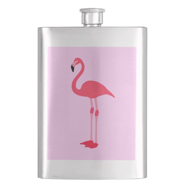 Pink Flamingo Bird-64305 Hip Flask (Front)