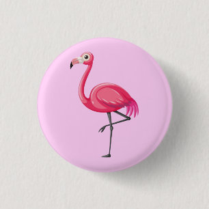 Pink Flamingo Bird-89686 3 Cm Round Badge