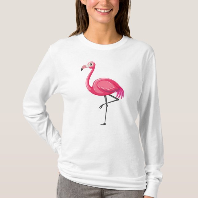 Pink Flamingo Bird-89686 T-Shirt (Front)
