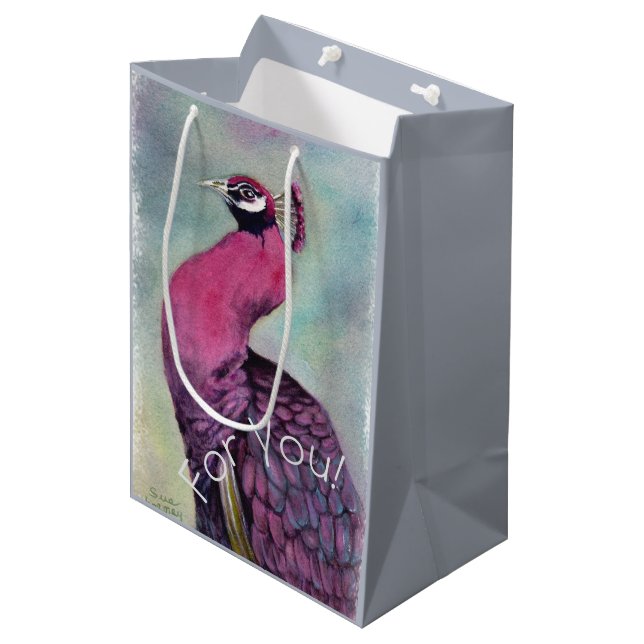 Pink Flamingo Bird Medium Gift Bag (Front Angled)