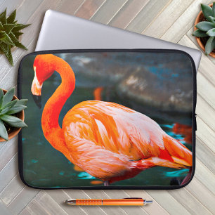 Pink Flamingo Bird Photo Beautiful Bold Modern Laptop Sleeve