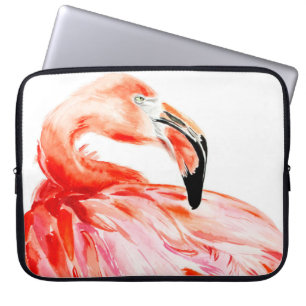 Pink Flamingo bird profile portrait, amazing beaut Laptop Sleeve