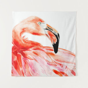 Pink Flamingo bird profile portrait, amazing beaut Tapestry