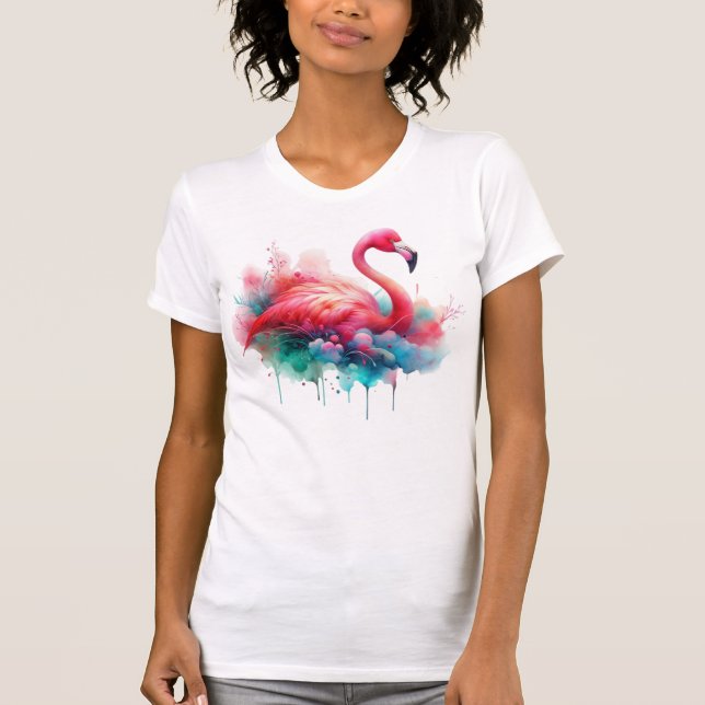 Pink Flamingo Bird Sublimation T-Shirt (Front)