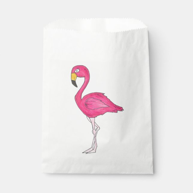 Pink Flamingo Bird Tropical Beach Birthday Party Favour Bags (Front)
