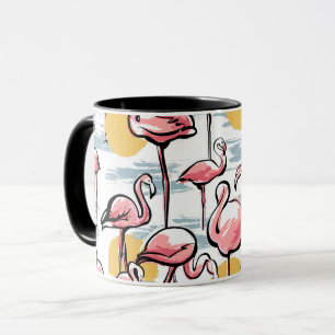 Pink Flamingo birds and sunset Tropical Tango Mug
