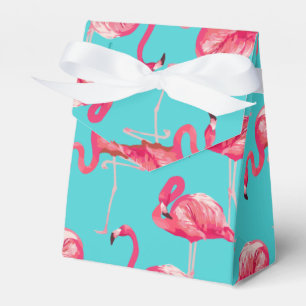 Pink flamingo birds on turquoise background favour box