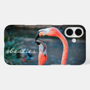 Pink Flamingo Birds Photo Besties Friends Script iPhone 16 Plus Case