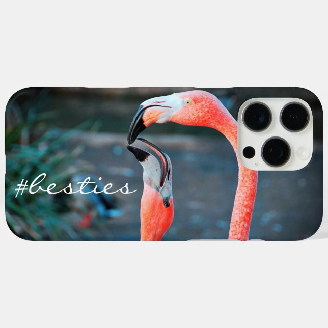 Pink Flamingo Birds Photo Friends Besties Script Case-Mate iPhone Case (Back (Horizontal))
