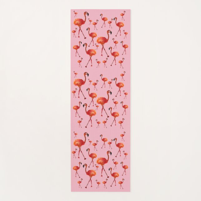 Pink flamingo Birds Yoga Mat (Front)