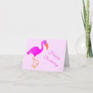 Pink Flamingo Birthday Card - Customisable