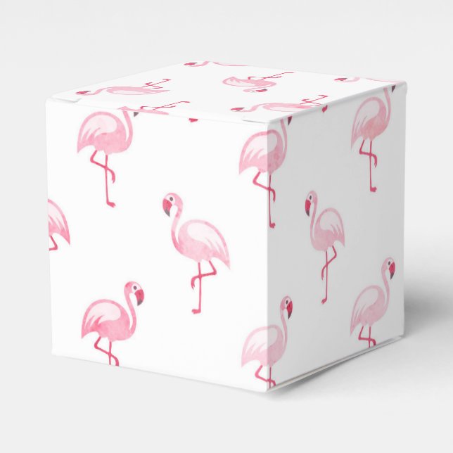 Pink Flamingo Birthday Party Pattern Favour Box (Front Side)