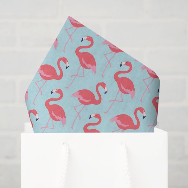 Pink flamingo blue pattern tissue paper (Gift Bag)