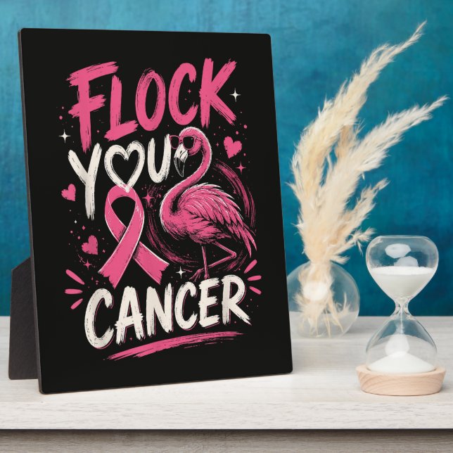 Pink Flamingo Breast Cancer Warrior Support Plaque (Side)