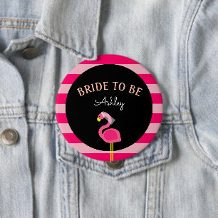 Pink Flamingo Bridal Shower Bachelorette Button