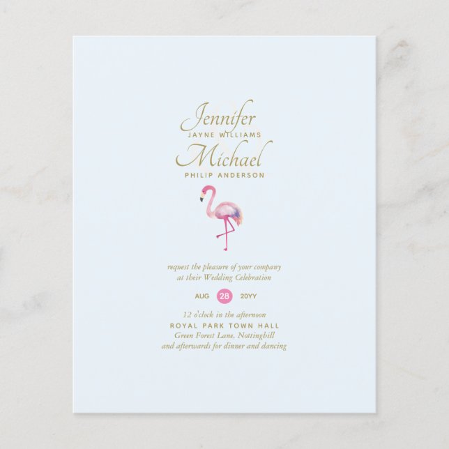 Pink Flamingo Bridal Shower by Mail or Wedding (Front)
