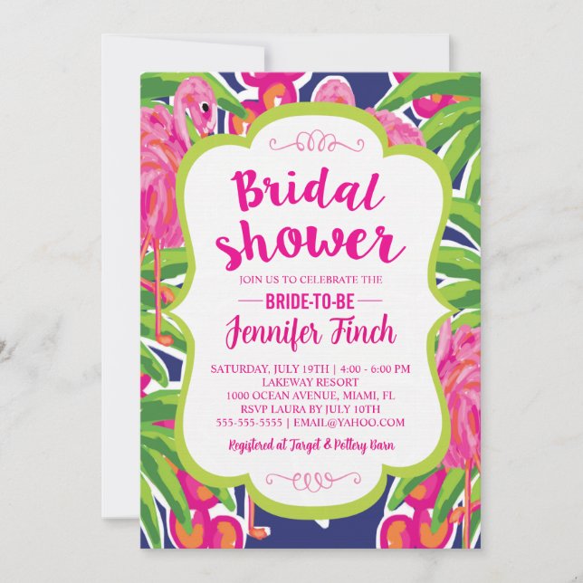Pink Flamingo Bridal Shower Invitation (Front)