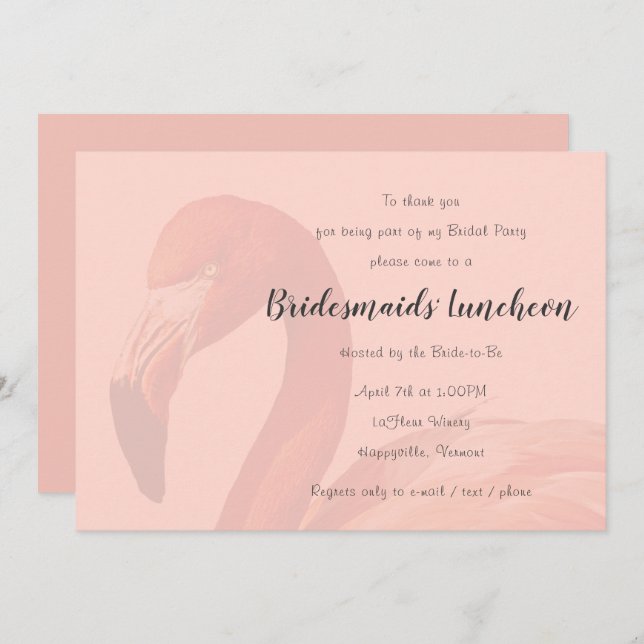 Pink Flamingo Bridesmaids Luncheon Invitation (Front/Back)
