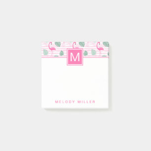 Pink Flamingo Centre Square Personalised Post-it Notes