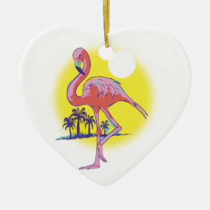 Pink Flamingo Ceramic Tree Decoration