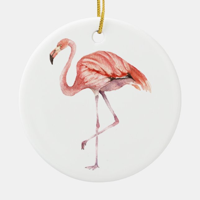 Pink Flamingo Ceramic Tree Decoration (Front)