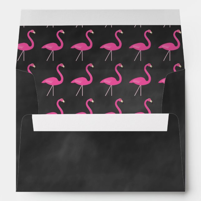 Pink Flamingo Chalkboard Invitation Envelope (Back (Bottom))