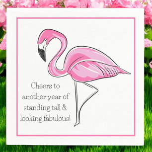 Pink Flamingo Cheers to Looking Fabulous Birthday  Napkin