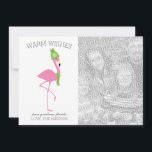 Pink Flamingo Christmas Card<br><div class="desc">A photo Christmas card featuring an illustration of a pink flamingo wearing a green scarf with matching snowflake hat.  Personalise the text and the photo.</div>