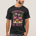 Pink Flamingo Christmas In July Beach Summer Vacat T-Shirt<br><div class="desc">Pink Flamingo Christmas In July Beach Summer Vacation</div>