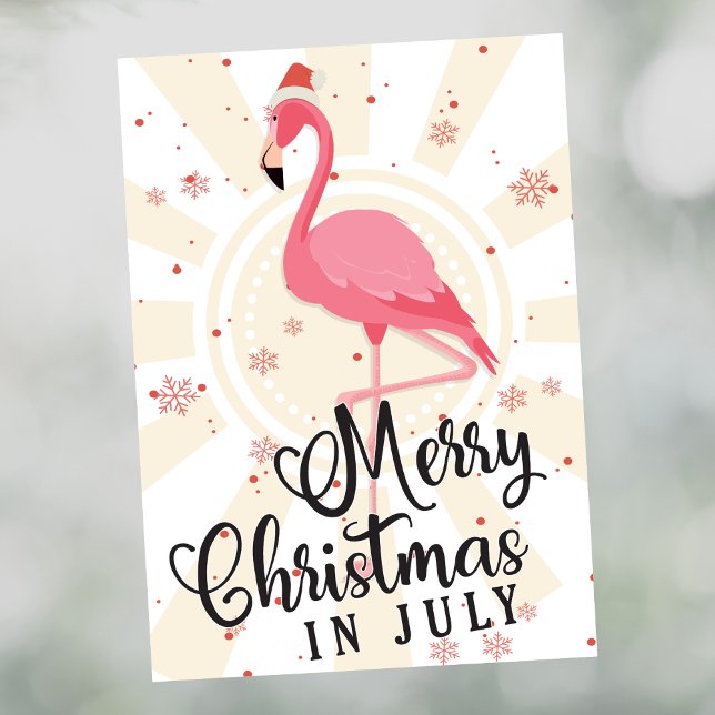 Pink Flamingo Christmas in July Greeting Card (Creator Uploaded)