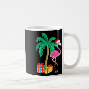 Pink Flamingo Christmas Palm Tree Tropical Xmas Fu Coffee Mug