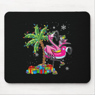 Pink Flamingo Christmas Palm Tree Tropical Xmas Ho Mouse Pad