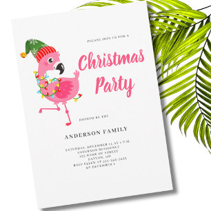Pink Flamingo Christmas Party Invitation