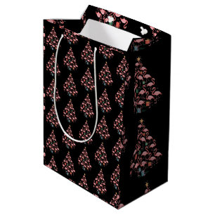 Pink Flamingo Christmas Tree Flamingos Holiday Medium Gift Bag