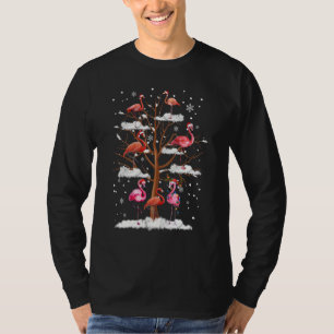 Pink Flamingo Christmas Tree Light Santa Hat  Xmas T-Shirt